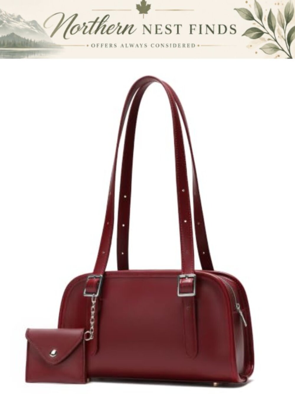 Swing Zip Shoulder Bag PU Leather Vintage Purse for Women Crossbody Handbag